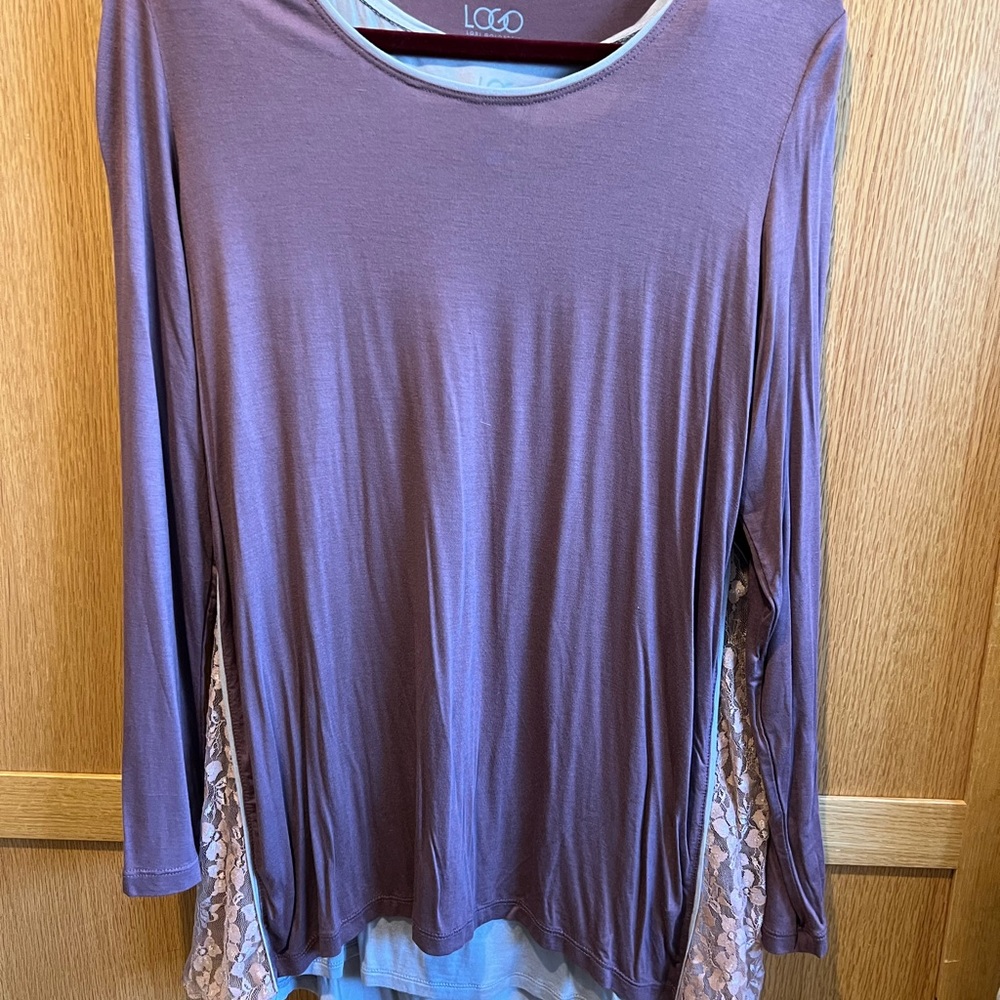 Logo Knit Top with Lace Godets and Tank Twin Set, size M